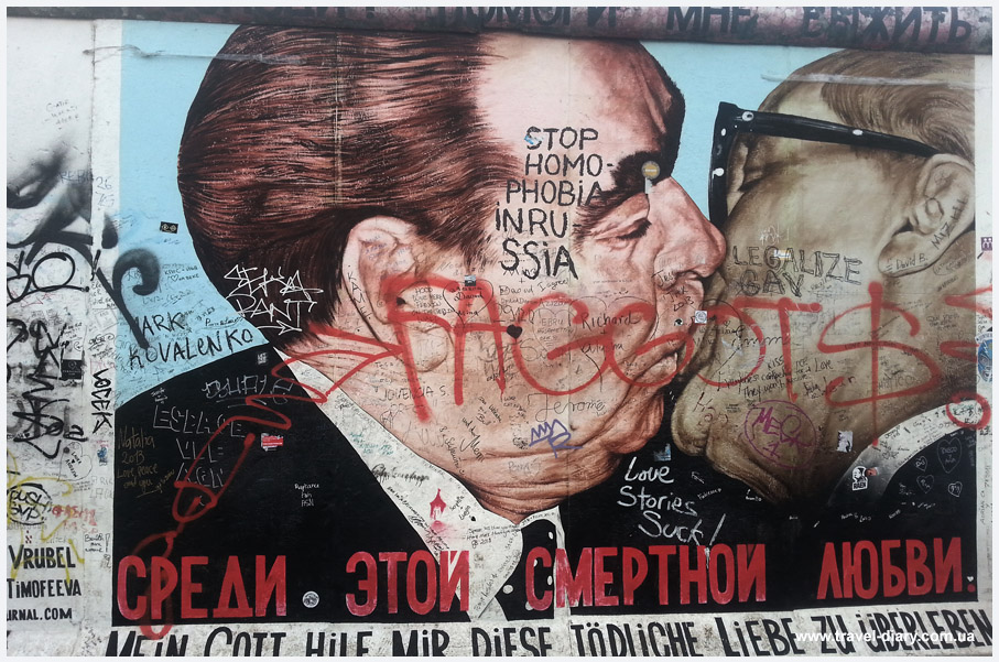 Знаменитый поцелуй на Берлинской стене фото