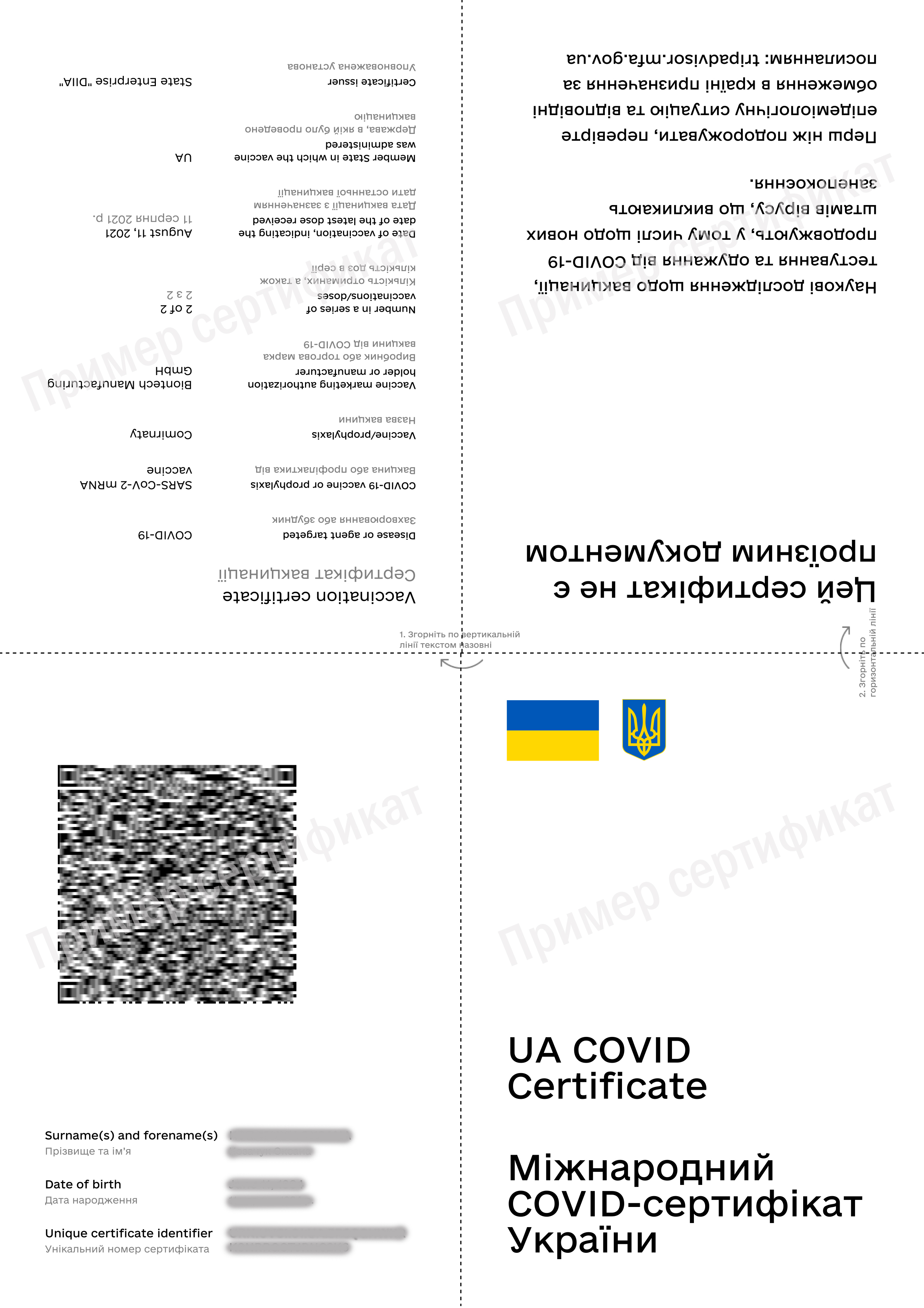 Международный COVID-сертификат Украины, фото